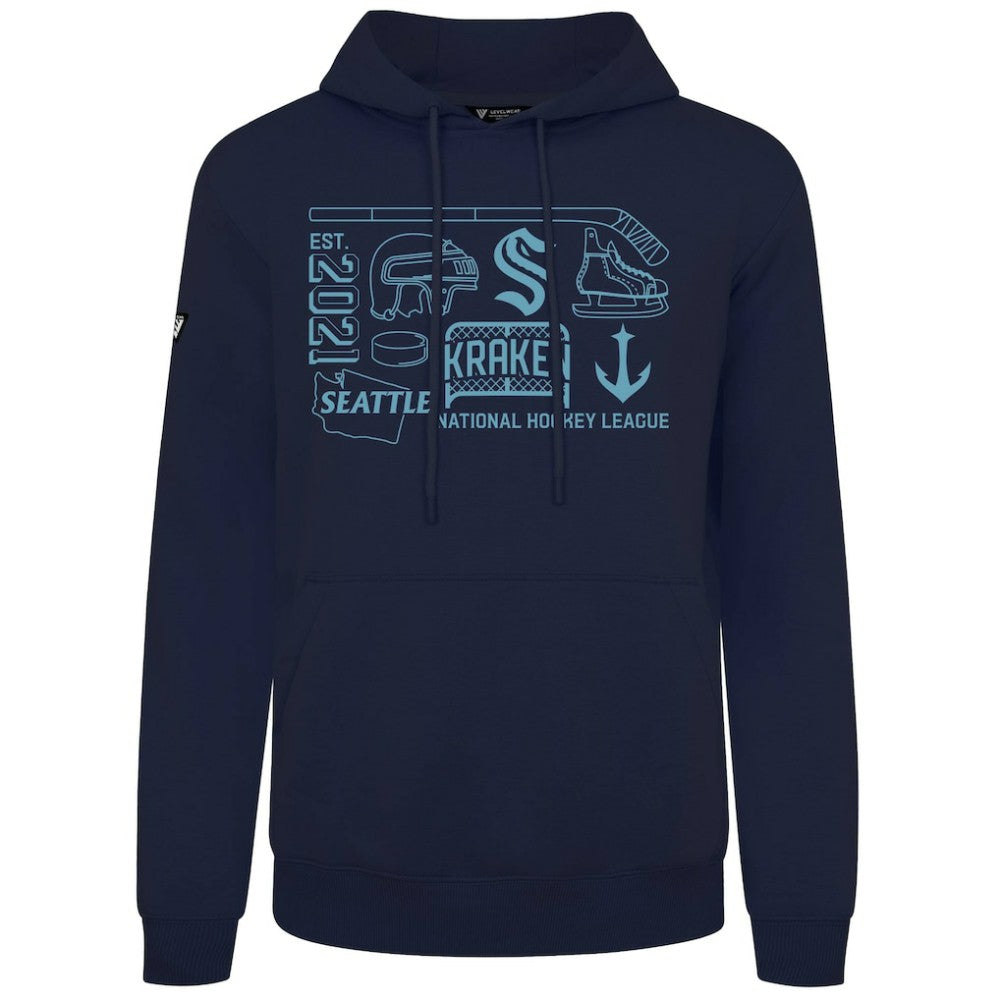 Seattle Kraken Levelwear Podium Campaign Pullover Hoodie - Deep Sea Blue - NHL