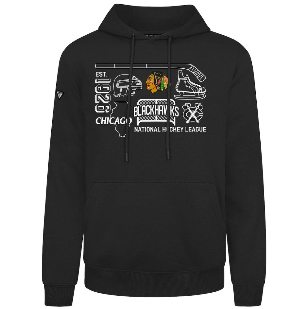 Chicago Blackhawks Levelwear Podium Campaign Pullover Hoodie - Black - NHL