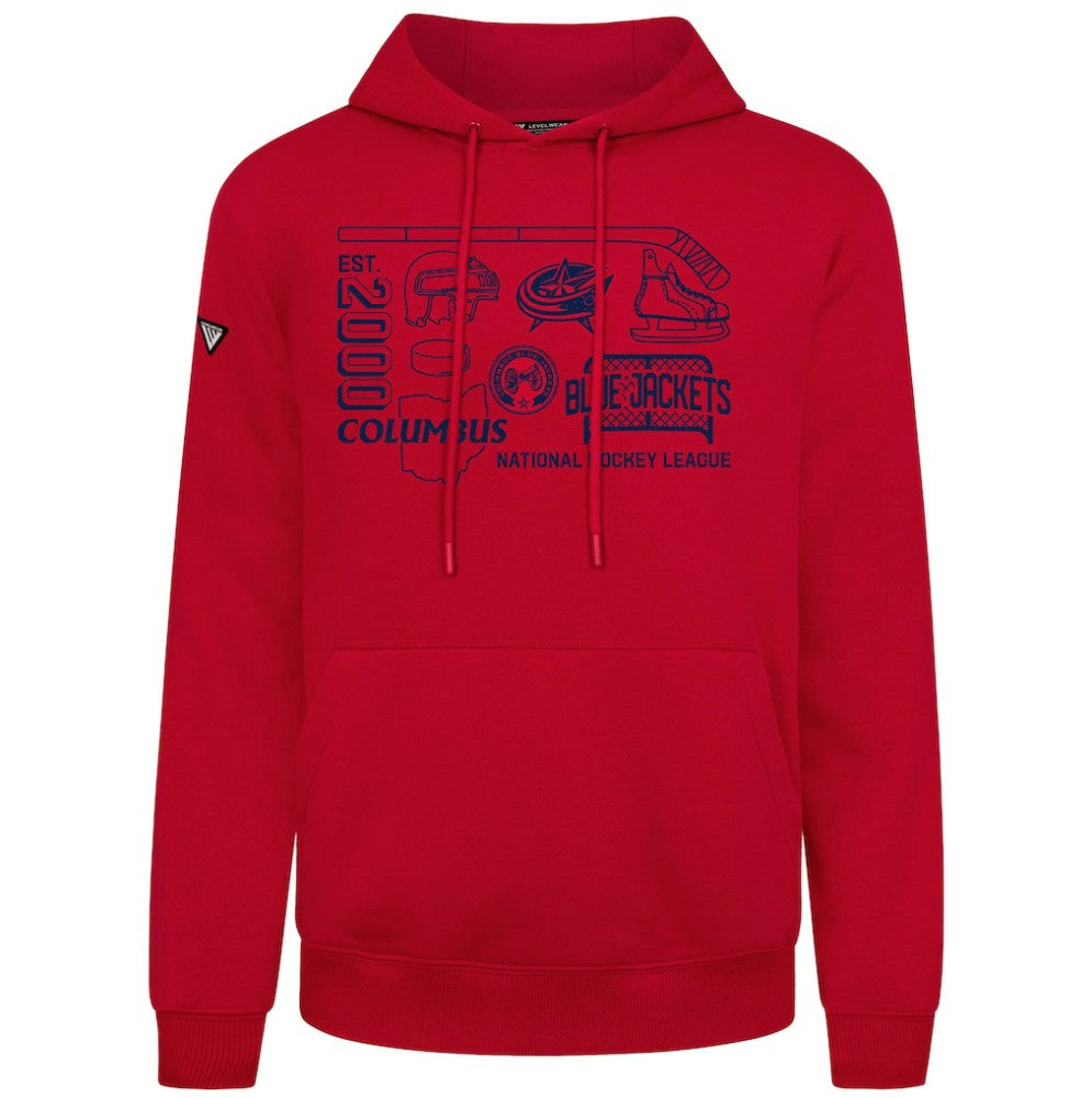 Columbus Blue Jackets Levelwear Podium Campaign Pullover Hoodie - Red - NHL