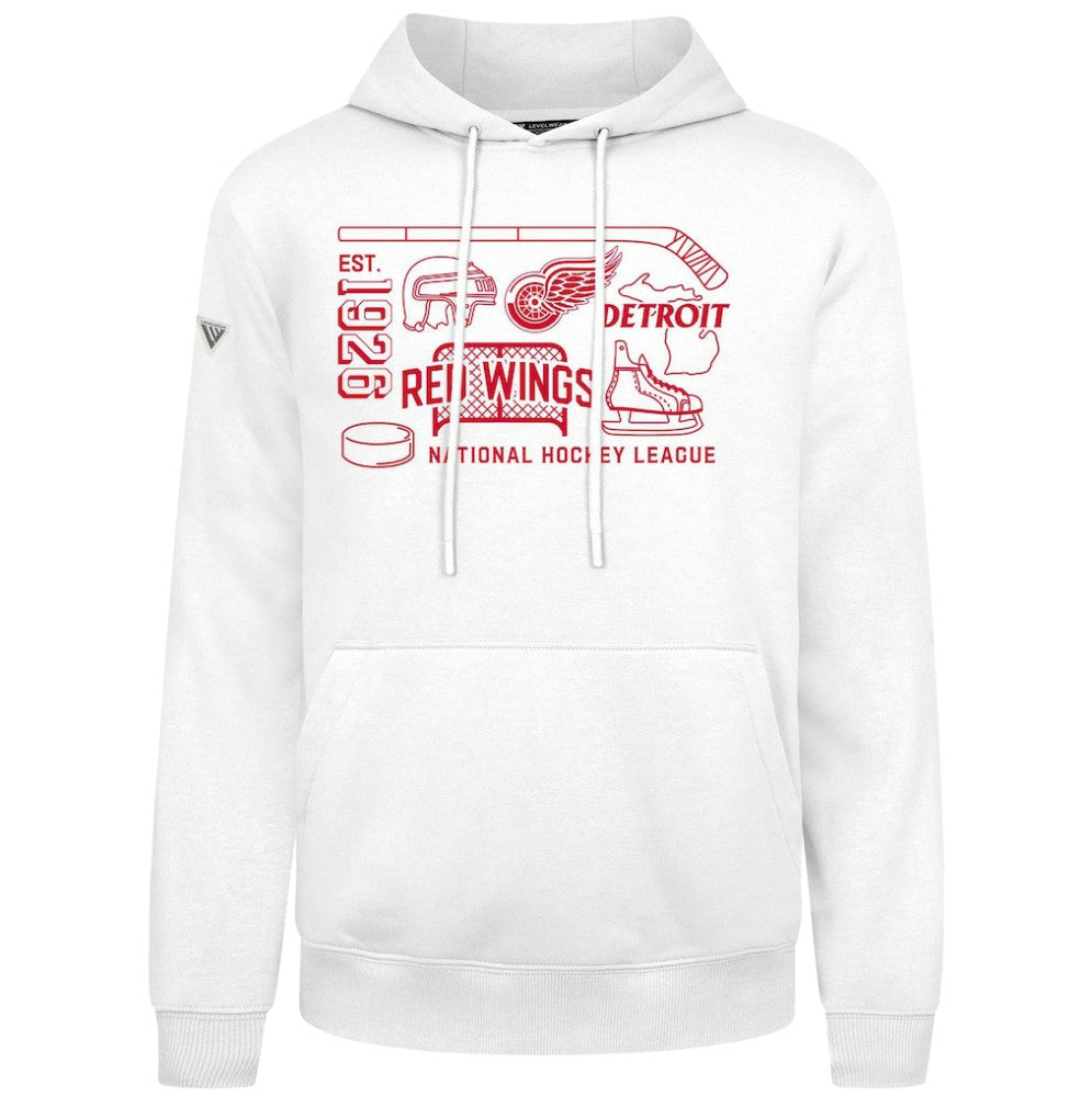 Detroit Red Wings Levelwear Podium Campaign Pullover Hoodie - White - NHL