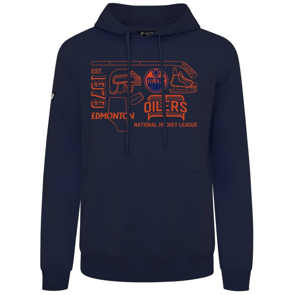 Edmonton Oilers Levelwear Podium Campaign Pullover Hoodie - Navy - NHL