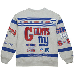 New York Giants All Over Print Vintage Fleece Crewneck Sweatshirt Heather Gray | Mitchell & Ness