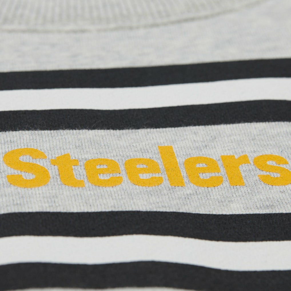 Pittsburgh Steelers All Over Print Vintage Fleece Crewneck Sweatshirt Heather Gray | Mitchell & Ness