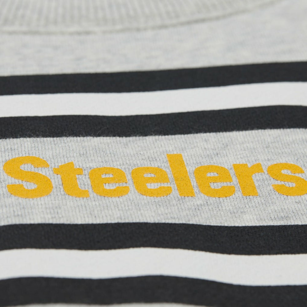 Pittsburgh Steelers All Over Print Vintage Fleece Crewneck Sweatshirt Heather Gray | Mitchell & Ness