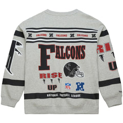 Atlanta Falcons All Over Print Vintage Fleece Crewneck Sweatshirt Heather Gray | Mitchell & Ness