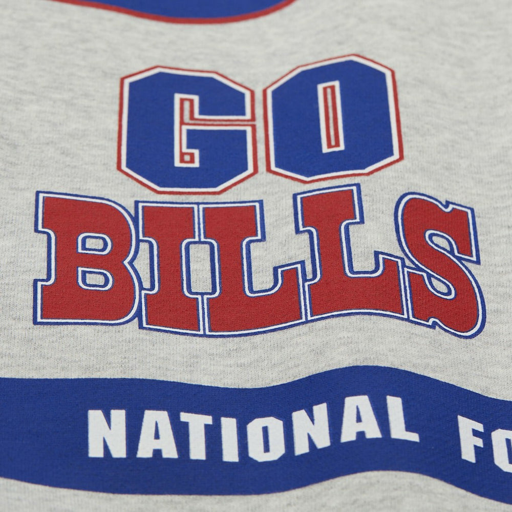 Buffalo Bills All Over Print Vintage Fleece Crewneck Sweatshirt Heather Gray | Mitchell & Ness