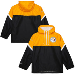 Pittsburgh Steelers Tie Breaker Vintage Logo Lightweight Anorak Half-Zip Windbreaker Gold/Black | Mitchell & Ness