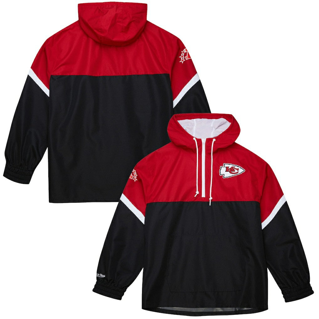 Kansas City Chiefs Tie Breaker Vintage Logo Lightweight Anorak Half-Zip Windbreaker Red/Black | Mitchell & Ness