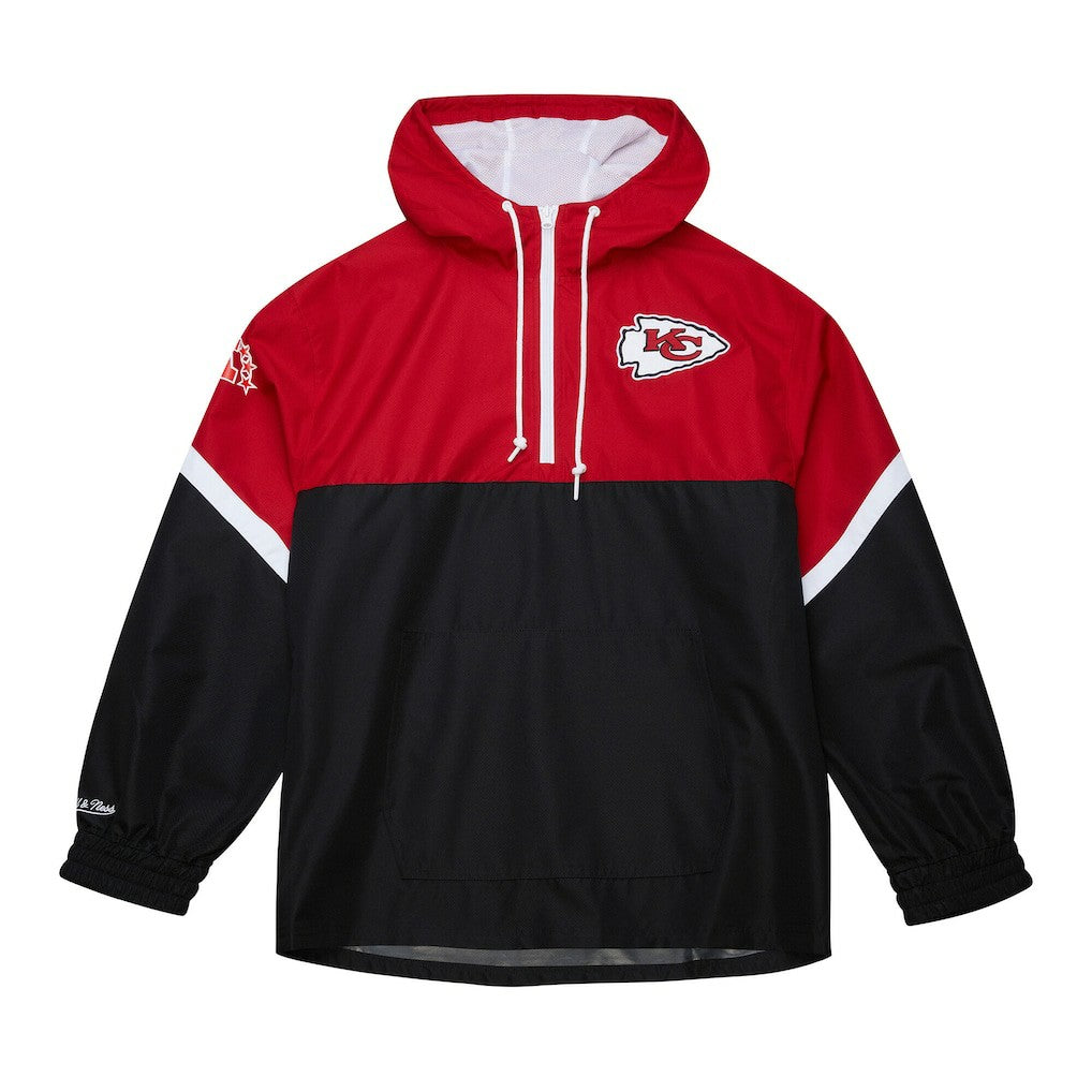 Kansas City Chiefs Tie Breaker Vintage Logo Lightweight Anorak Half-Zip Windbreaker Red/Black | Mitchell & Ness