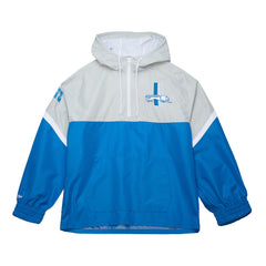 Detroit Lions Tie Breaker Vintage Logo Lightweight Anorak Half-Zip Windbreaker Silver/Blue | Mitchell & Ness