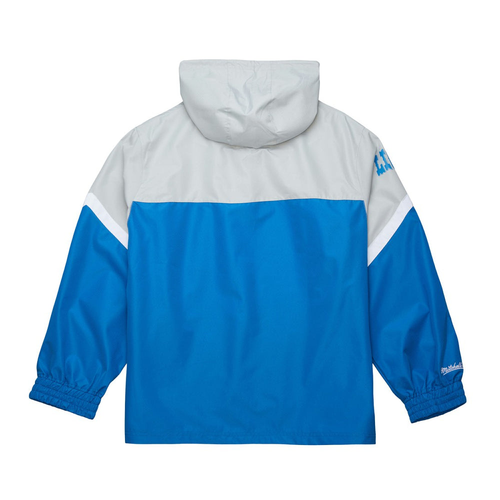 Detroit Lions Tie Breaker Vintage Logo Lightweight Anorak Half-Zip Windbreaker Silver/Blue | Mitchell & Ness
