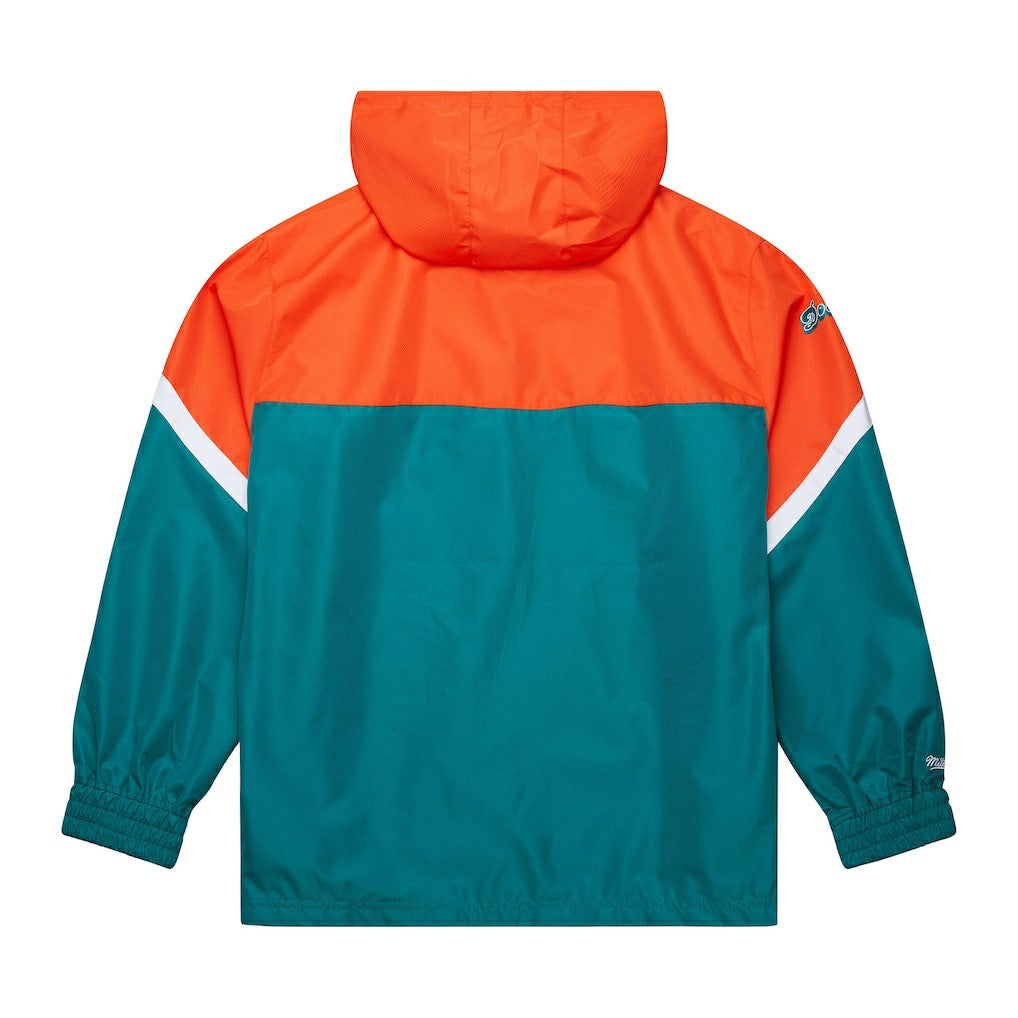 Miami Dolphins Tie Breaker Vintage Logo Lightweight Anorak Half-Zip Windbreaker Orange/Aqua | Mitchell & Ness