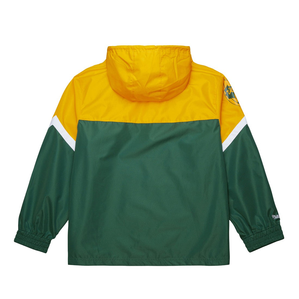 Green Bay Packers Tie Breaker Vintage Logo Lightweight Anorak Half-Zip Windbreaker Gold/Green | Mitchell & Ness