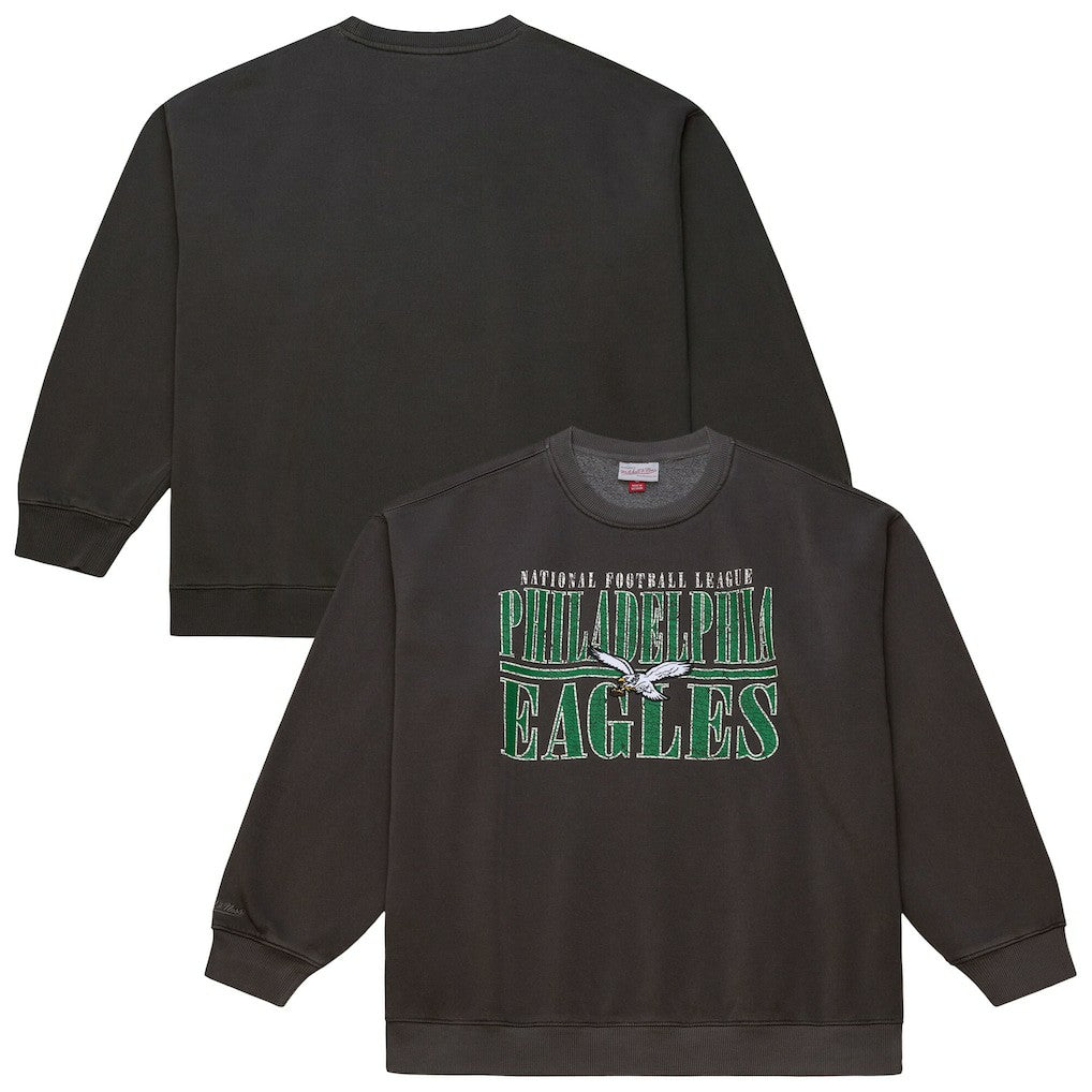 Philadelphia Eagles Downtown Crew Vintage Logo Sweatshirt Black | Mitchell & Ness