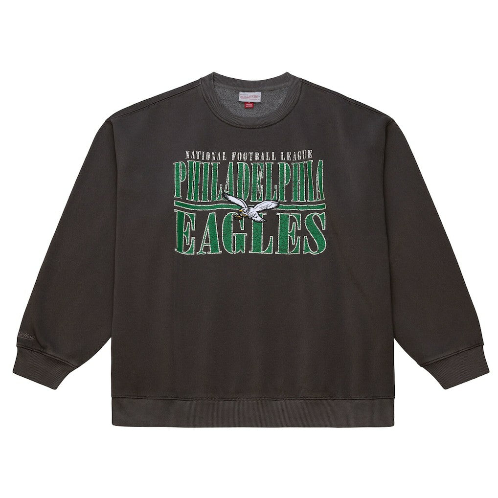 Philadelphia Eagles Downtown Crew Vintage Logo Sweatshirt Black | Mitchell & Ness