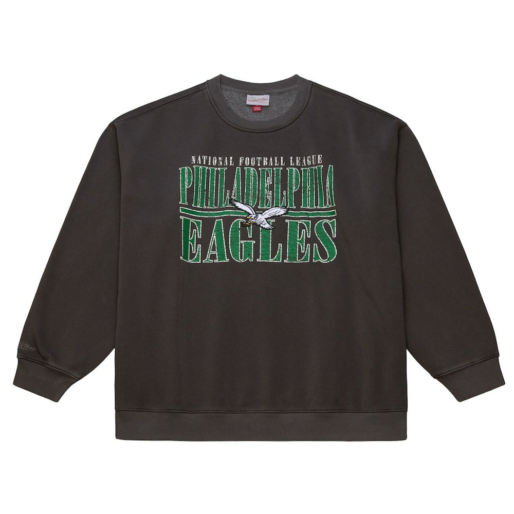 Philadelphia Eagles Downtown Crew Vintage Logo Sweatshirt Black | Mitchell & Ness