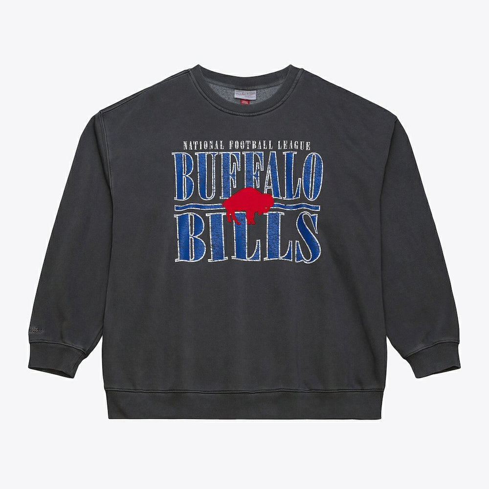 Buffalo Bills Downtown Crew Vintage Logo Sweatshirt Black | Mitchell & Ness