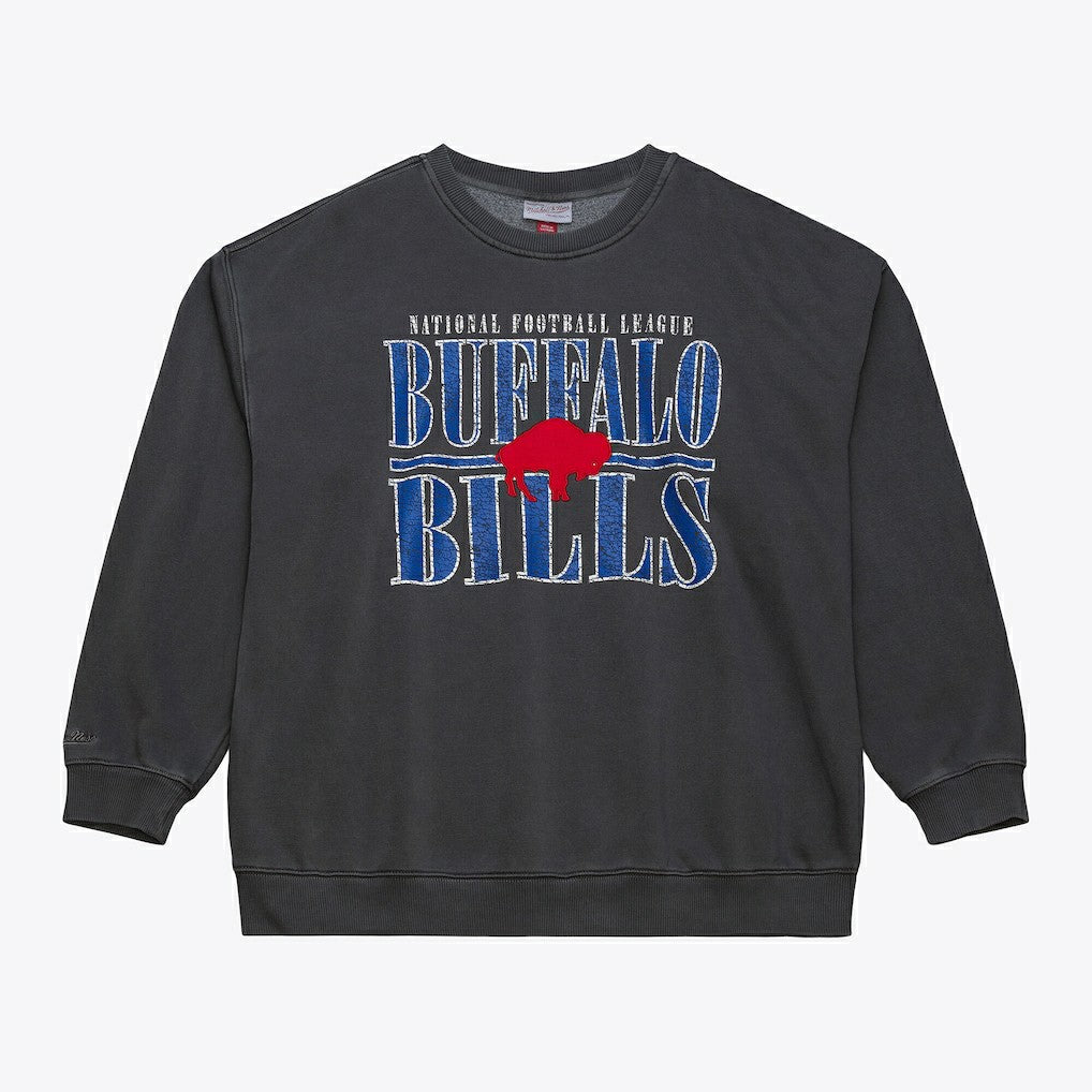 Buffalo Bills Downtown Crew Vintage Logo Sweatshirt Black | Mitchell & Ness
