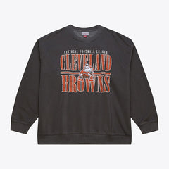 Cleveland Browns Downtown Crew Vintage Logo Sweatshirt Black | Mitchell & Ness