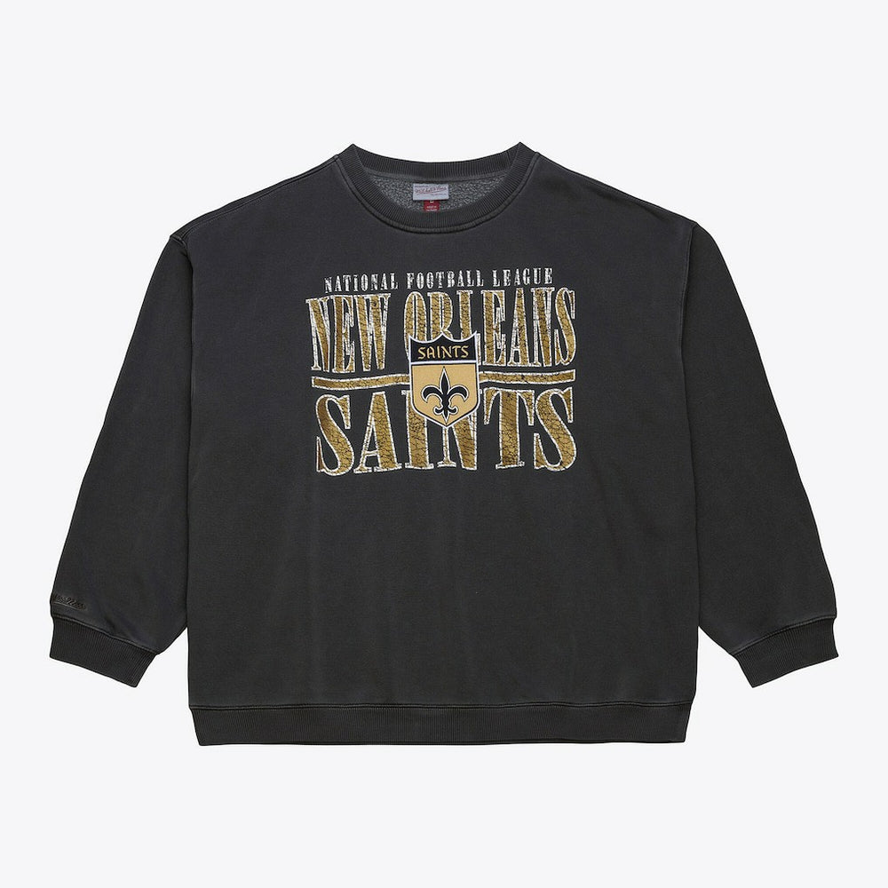 New Orleans Saints Downtown Crew Vintage Logo Sweatshirt Black | Mitchell & Ness