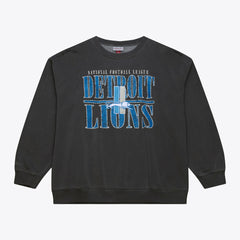 Detroit Lions Downtown Crew Vintage Logo Sweatshirt Black | Mitchell & Ness