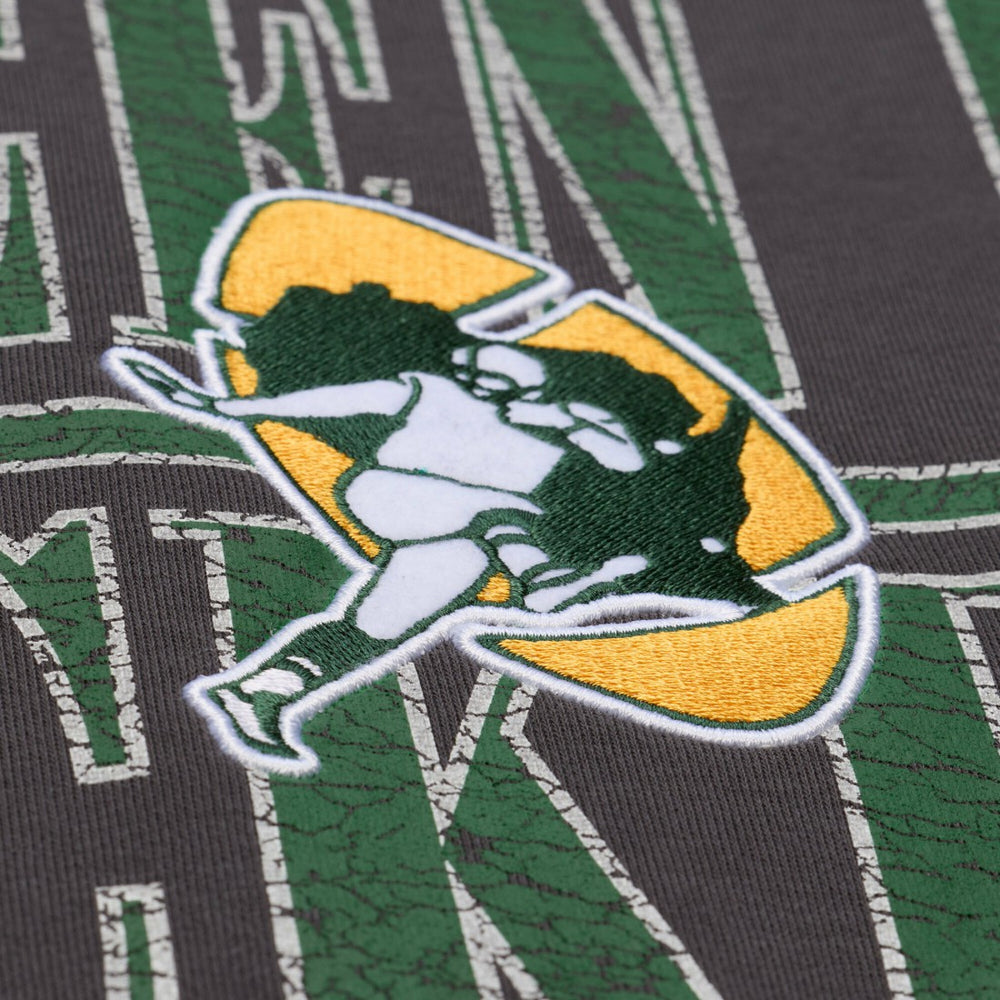 Green Bay Packers Downtown Crew Vintage Logo Sweatshirt Black | Mitchell & Ness