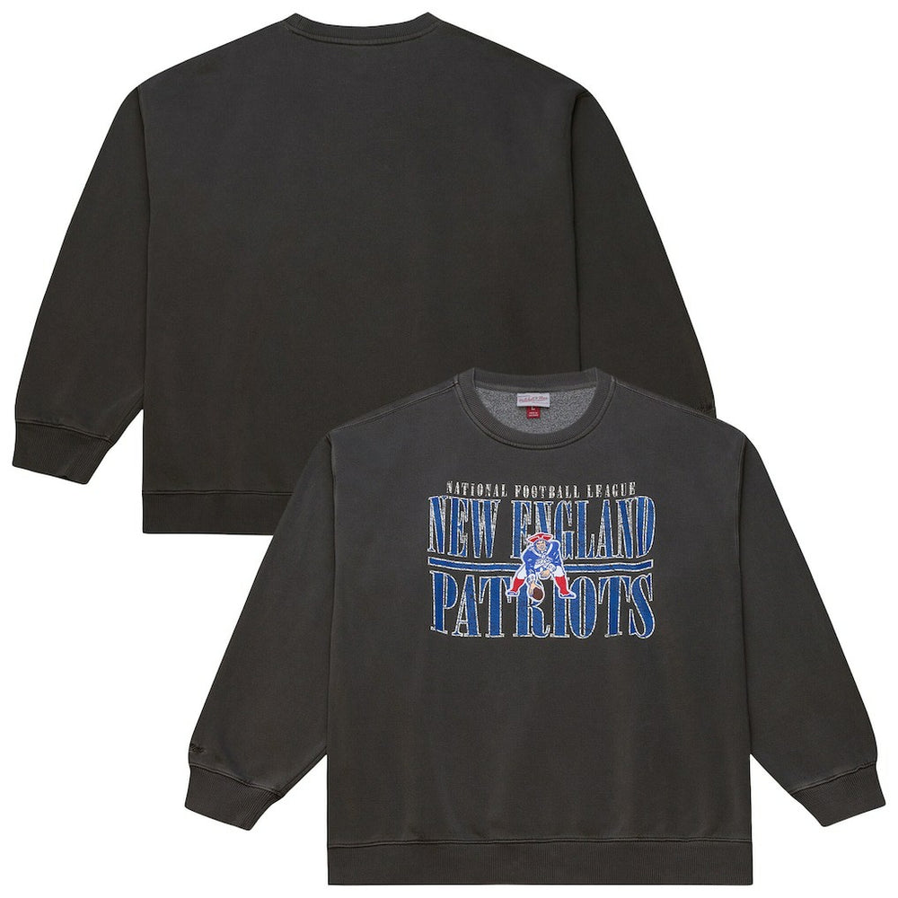 New England Patriots Downtown Crew Vintage Logo Sweatshirt Black | Mitchell & Ness