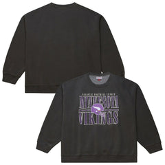 Minnesota Vikings Downtown Crew Vintage Logo Sweatshirt Black | Mitchell & Ness