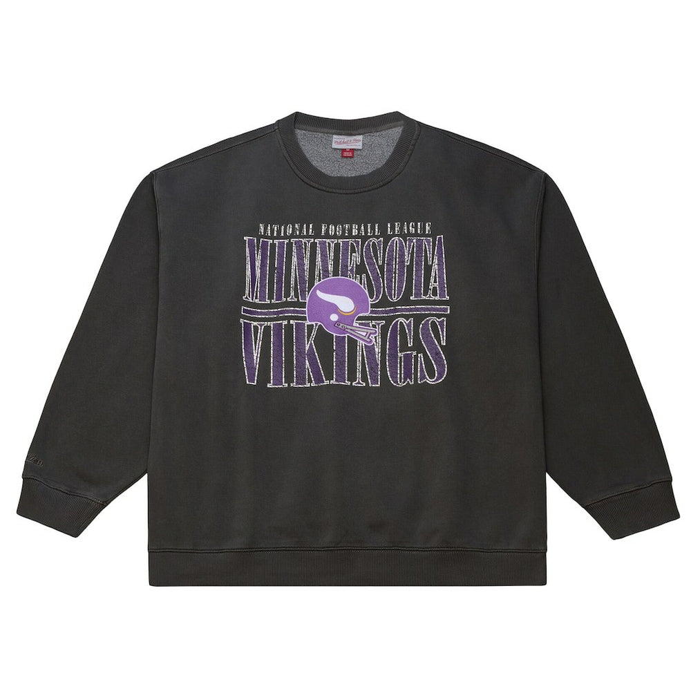 Minnesota Vikings Downtown Crew Vintage Logo Sweatshirt Black | Mitchell & Ness