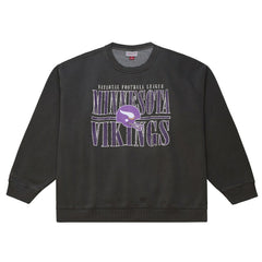 Minnesota Vikings Downtown Crew Vintage Logo Sweatshirt Black | Mitchell & Ness