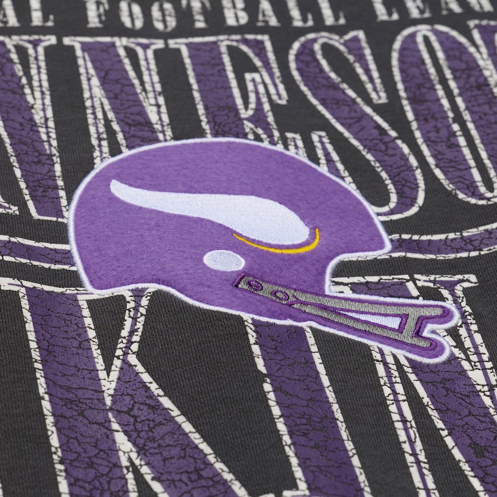 Minnesota Vikings Downtown Crew Vintage Logo Sweatshirt Black | Mitchell & Ness