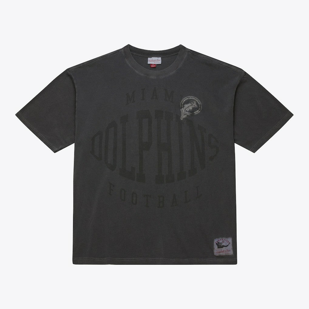 Miami Dolphins Downtown Collection Premium Vintage Logo T-Shirt Black | Mitchell & Ness