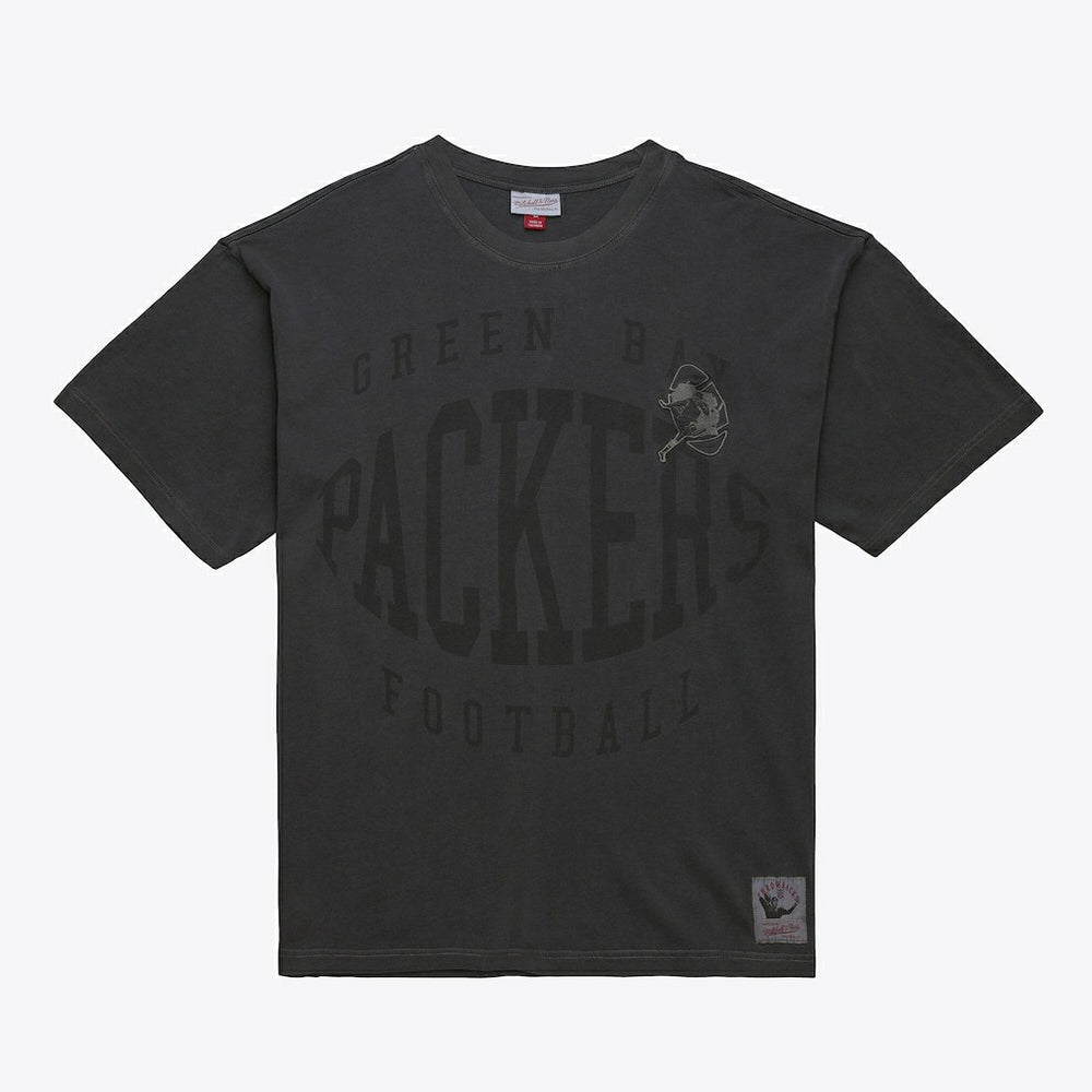 Green Bay Packers Downtown Collection Premium Vintage Logo T-Shirt Black | Mitchell & Ness