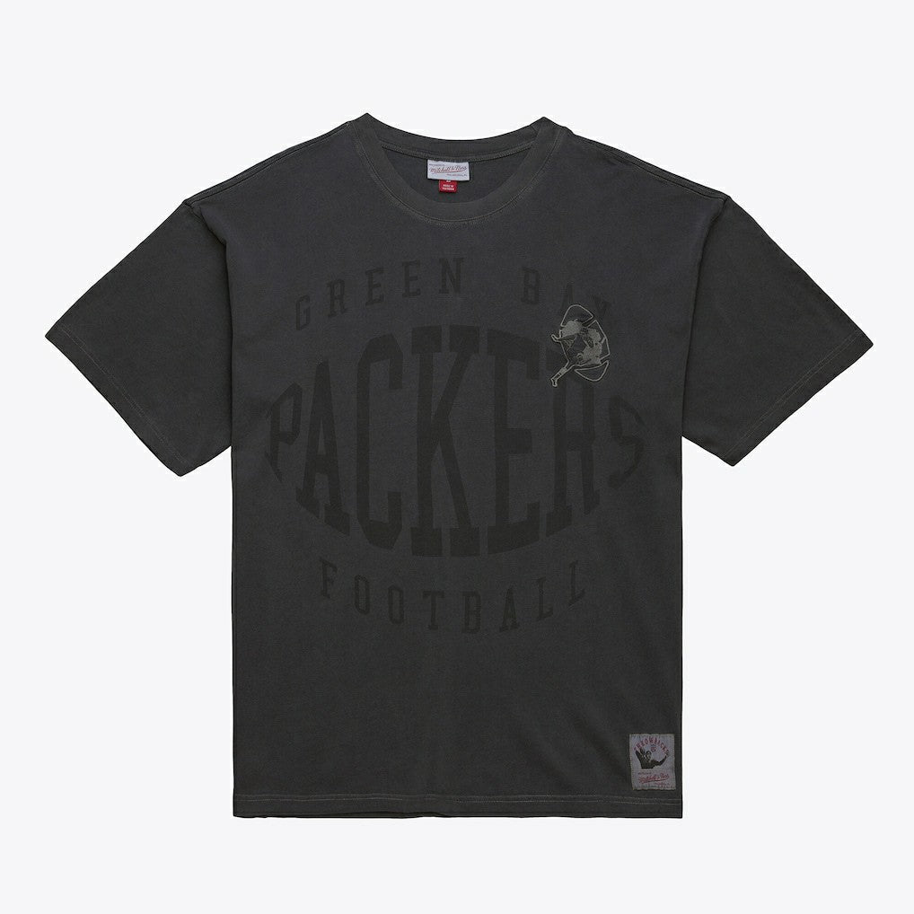 Green Bay Packers Downtown Collection Premium Vintage Logo T-Shirt Black | Mitchell & Ness