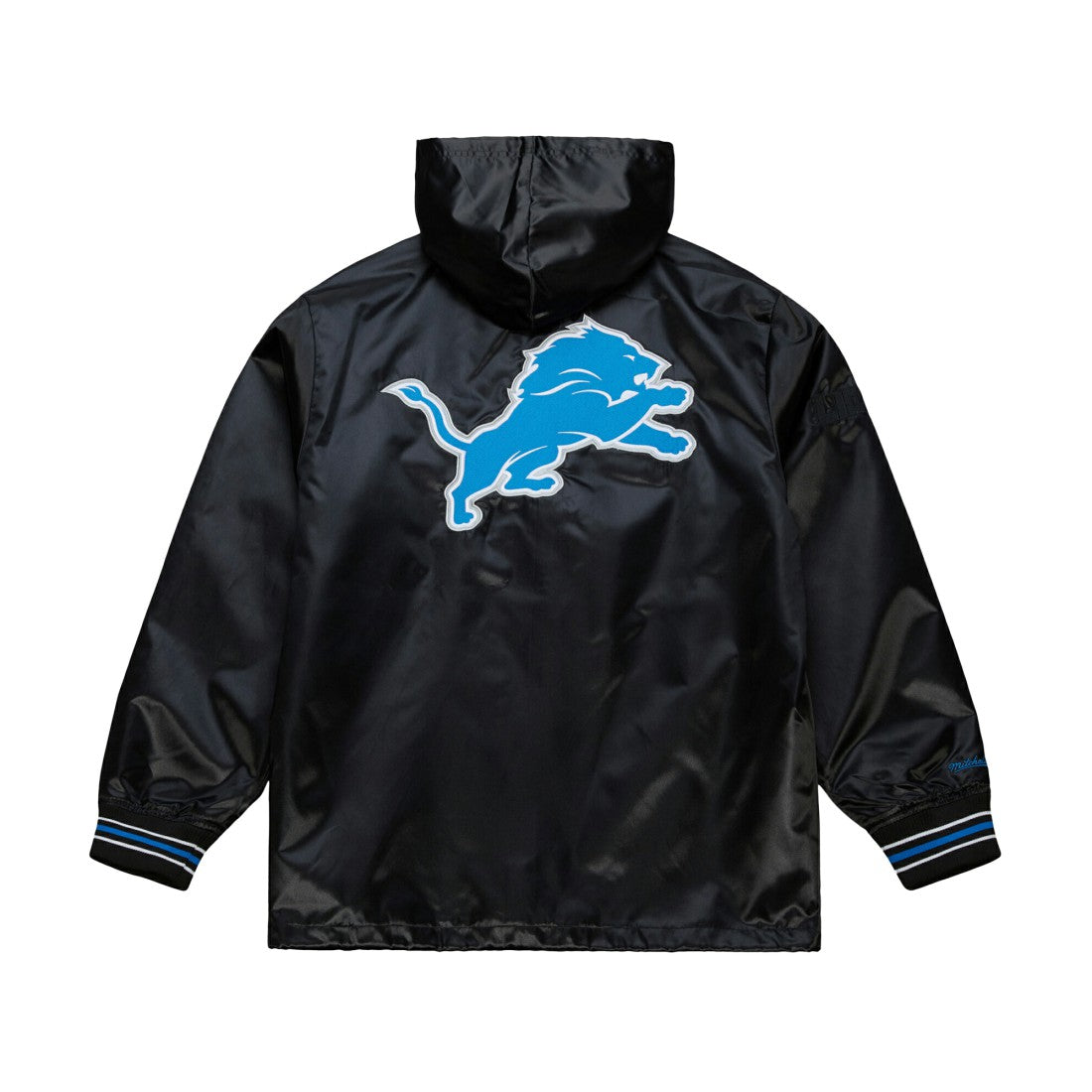 Detroit Lions Downtown Satin Full-Snap Hooded Jacket Black | Mitchell & Ness