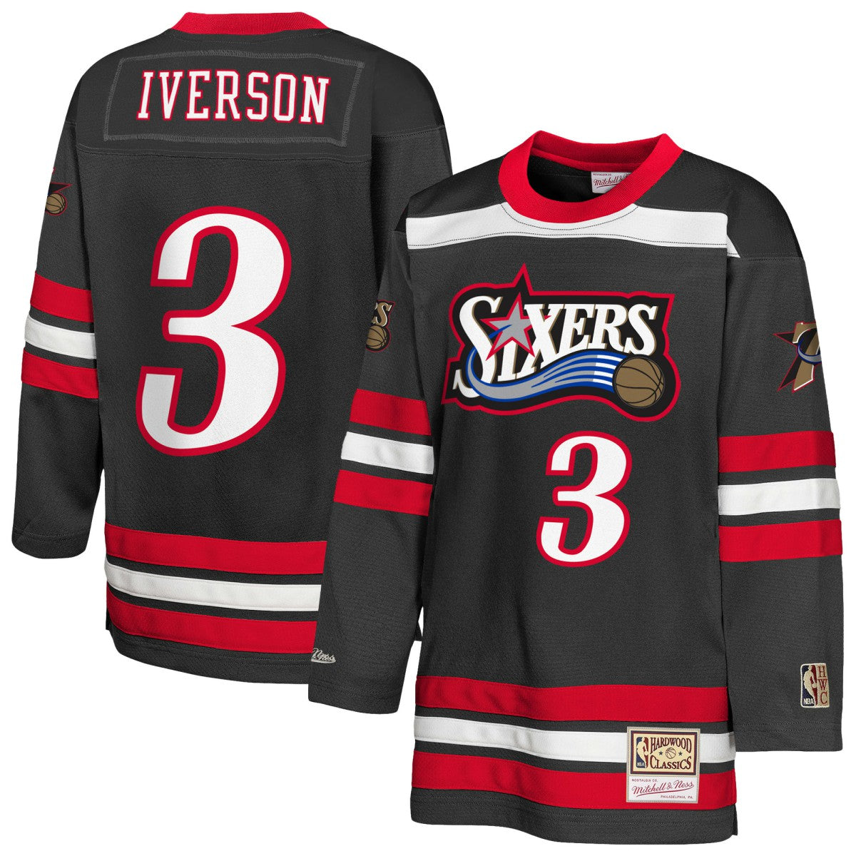 Allen Iverson Philadelphia 76ers Youth Maxxed Out 2.0 Fashion Hockey Jersey Black - NBA