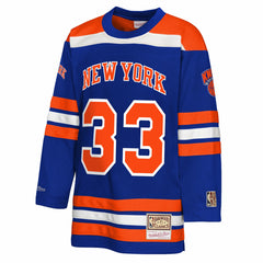 Patrick Ewing New York Knicks Youth Maxxed Out 2.0 Fashion Hockey Jersey Blue - NBA
