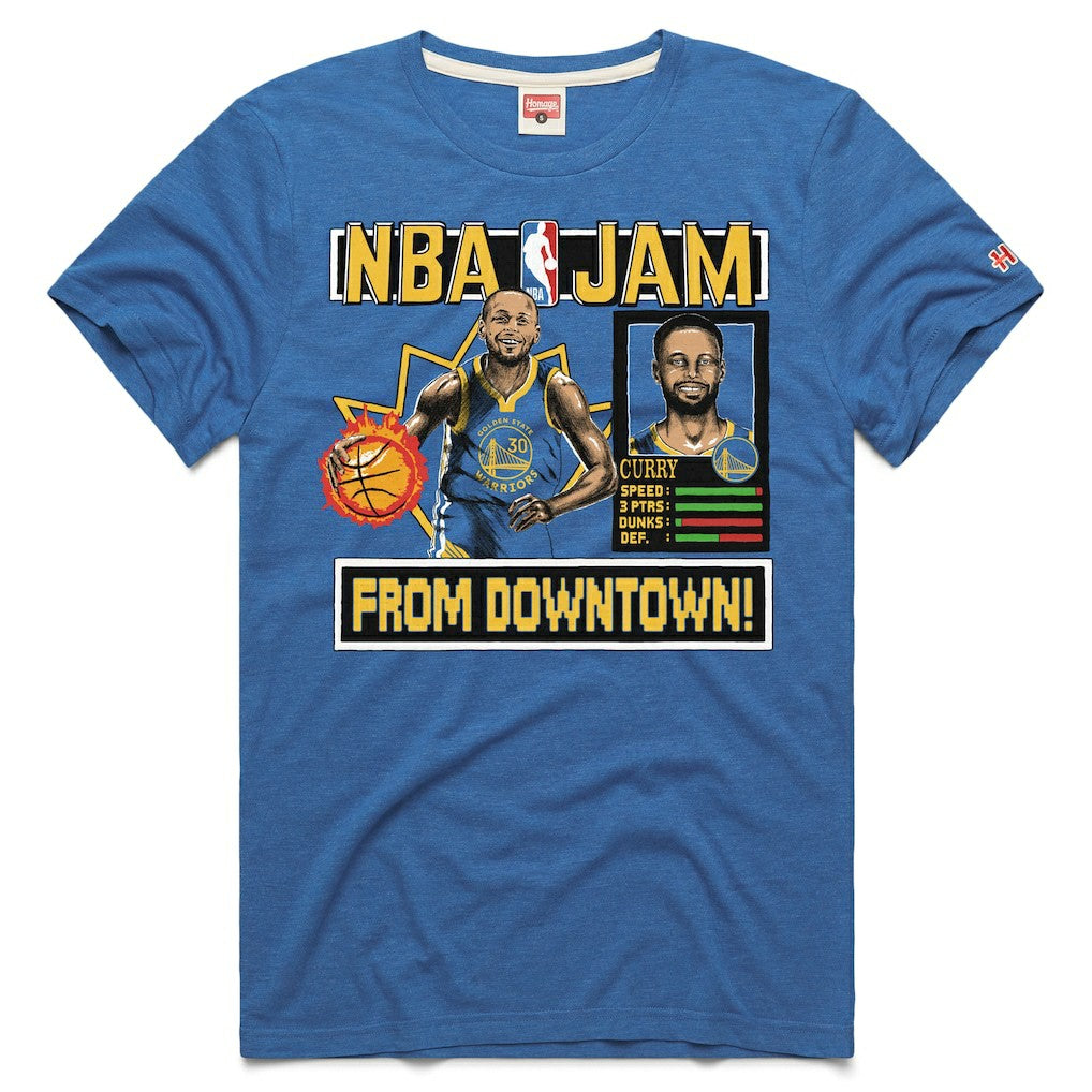 Stephen Curry Golden State Warriors Homage Unisex NBA Jam Tri-Blend T-Shirt Royal - NBA