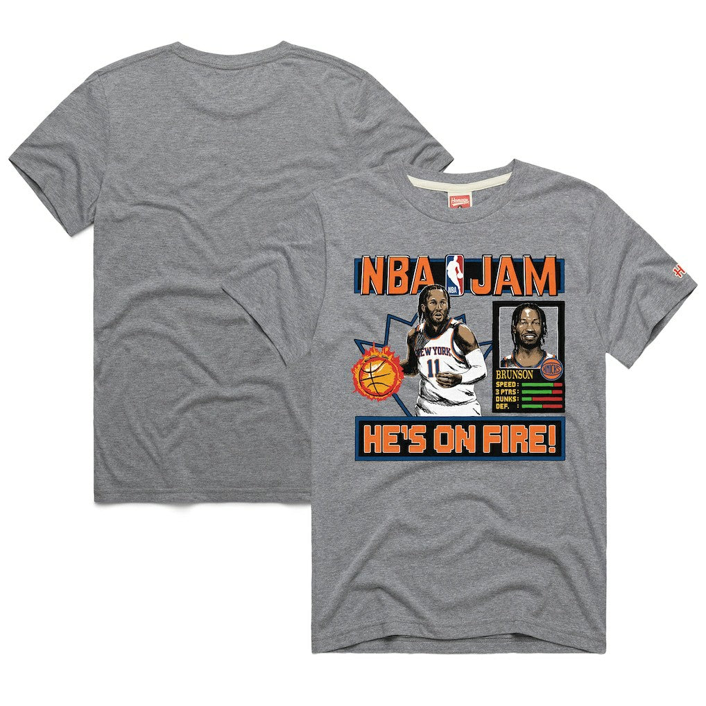 Jalen Brunson New York Knicks Homage Unisex NBA Jam Tri-Blend T-Shirt Gray - NBA