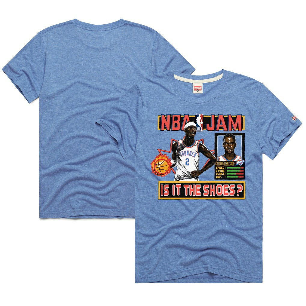 Shai Gilgeous-Alexander Oklahoma City Thunder Homage Unisex NBA Jam Tri-Blend T-Shirt Light Blue - NBA