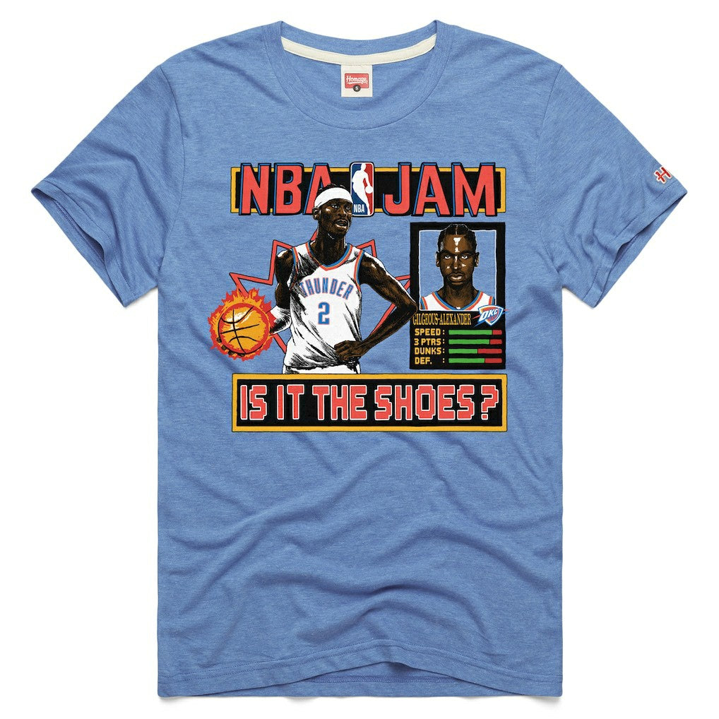 Shai Gilgeous-Alexander Oklahoma City Thunder Homage Unisex NBA Jam Tri-Blend T-Shirt Light Blue - NBA