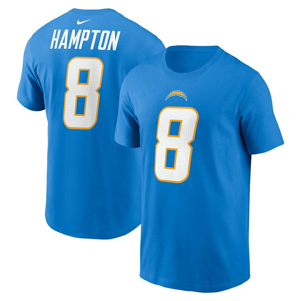 Omarion Hampton Los Angeles Chargers Name & Number T-Shirt Powder Blue | Nike for Sale