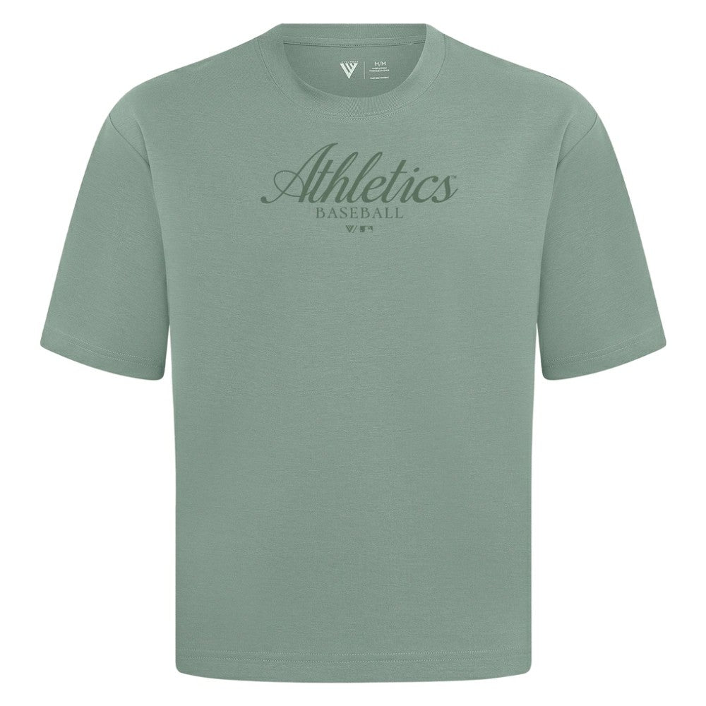 Athletics Levelwear Ethereal Oversized Luxe Signature Knit T-Shirt - MLB
