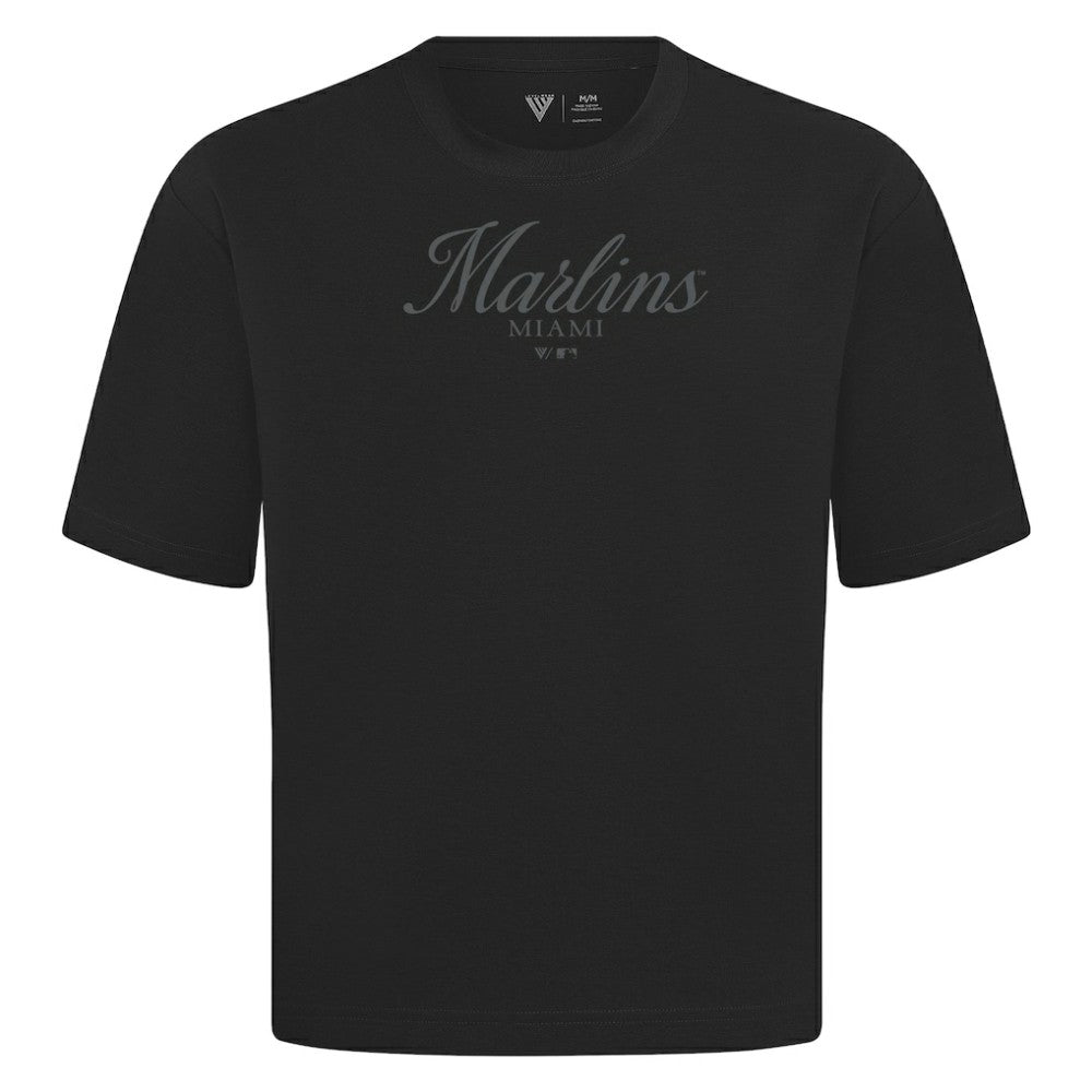 Miami Marlins Levelwear Ethereal Oversized Luxe Signature Knit T-Shirt - MLB
