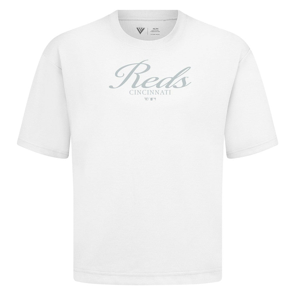 Cincinnati Reds Levelwear Ethereal Oversized Luxe Signature Knit T-Shirt - MLB