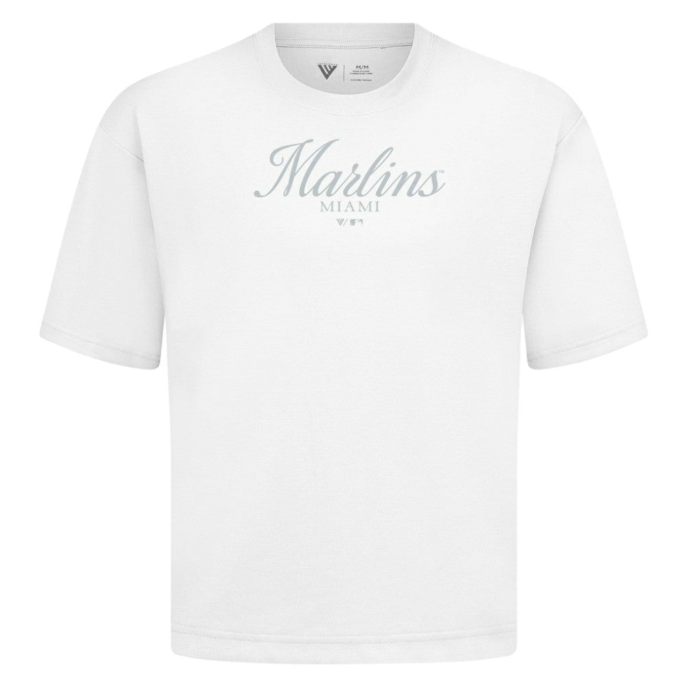 Miami Marlins Levelwear Ethereal Oversized Luxe Signature Knit T-Shirt - MLB