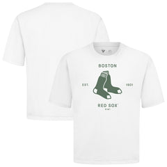 Boston Red Sox Levelwear Crossway Oversized Luxe Signature Knit T-Shirt - MLB