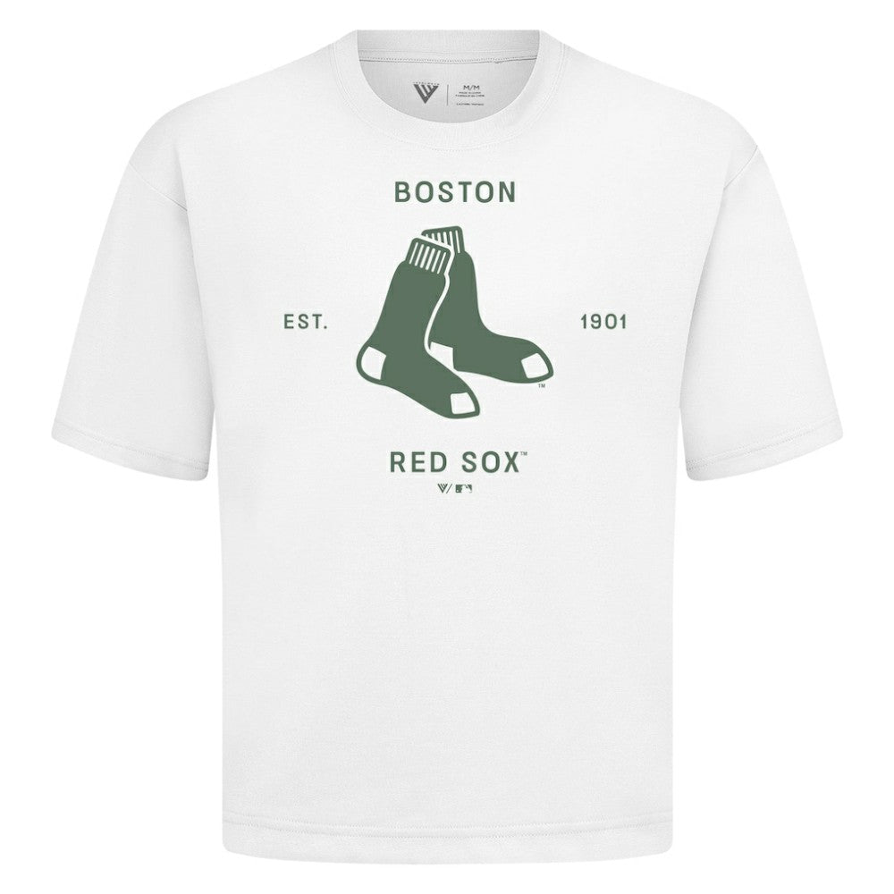 Boston Red Sox Levelwear Crossway Oversized Luxe Signature Knit T-Shirt - MLB