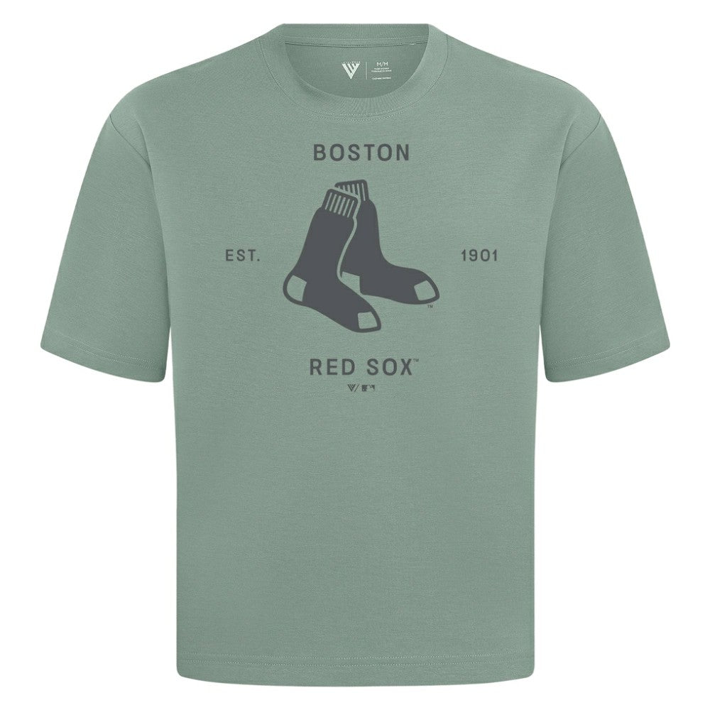 Boston Red Sox Levelwear Crossway Oversized Luxe Signature Knit T-Shirt - MLB