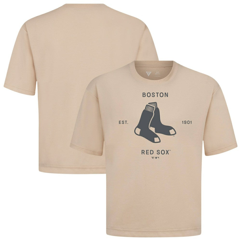 Boston Red Sox Levelwear Crossway Oversized Luxe Signature Knit T-Shirt - MLB